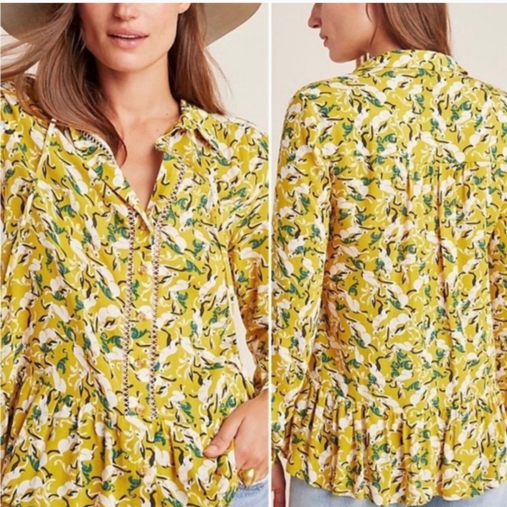 Anthropologie Maeve Janie Peasant Blouse Top Rabbits🐇 Easter Sz 6 EUC  Spring!
